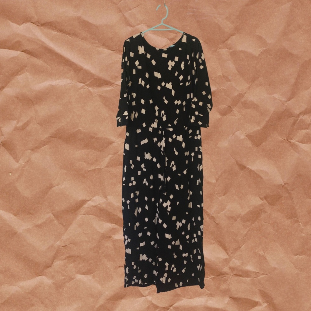 Wide leg confetti jumpsuit with tie waist